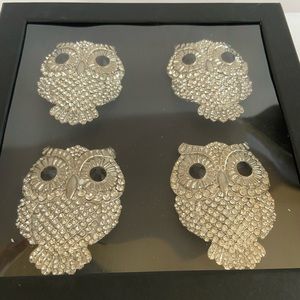Tahari Home Owl Stone Napkin Rings Thanksgiving